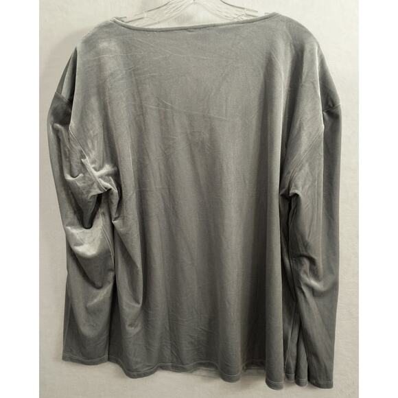 Ann Taylor Crushed Velvet Top Wmn's Sz XL Silver Draped Neck Long sleeve popover - Picture 8 of 10